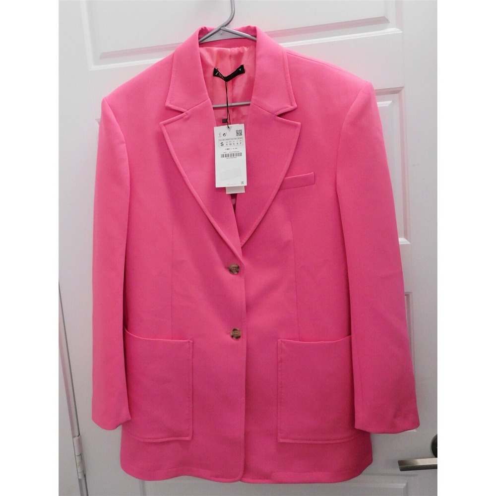 New Zara‎ Bright Pink Blazer Blazer Jacket sz S